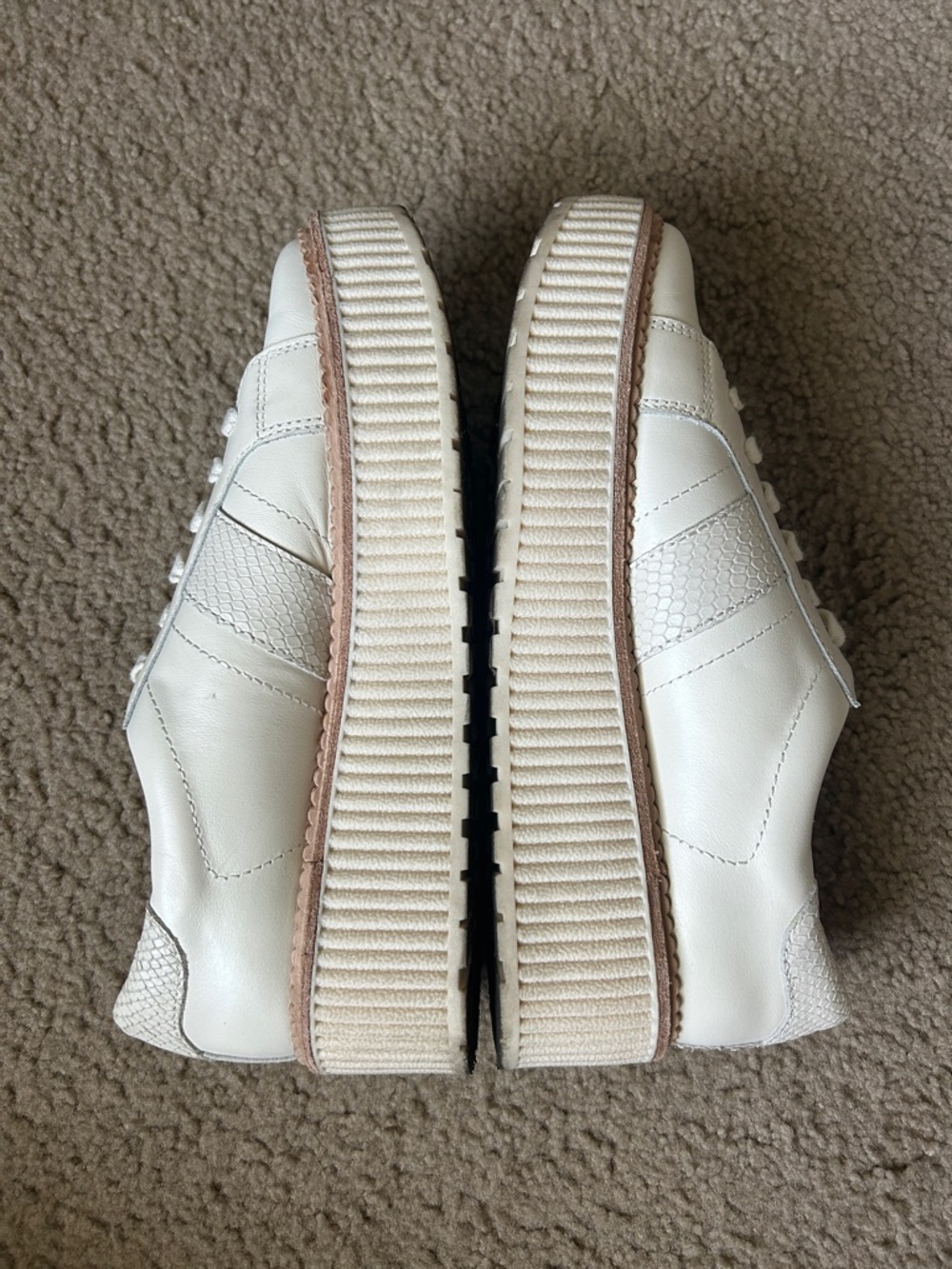 Dolce Vita White Leather Tiger Platform Sneakers in Cream - Picture 7 of 10